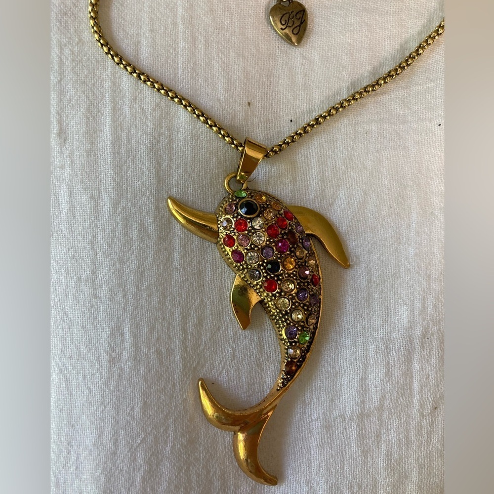 Betsey Johnson Dolphin Jeweled Pendant‎ Necklace
